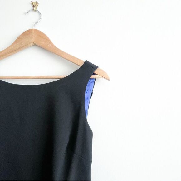 Karl Lagerfeld Black Sleeveless Blue Drape Back Mid-Length Cocktail Women's 4 - Picture 4 of 9